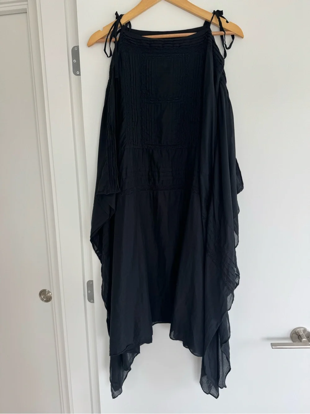 J Crew black cotton handkerchief midi dress